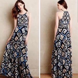 Sachin + Babi Marisol Tiled Pleated Maxi Dress, Anthropologie, Size 0